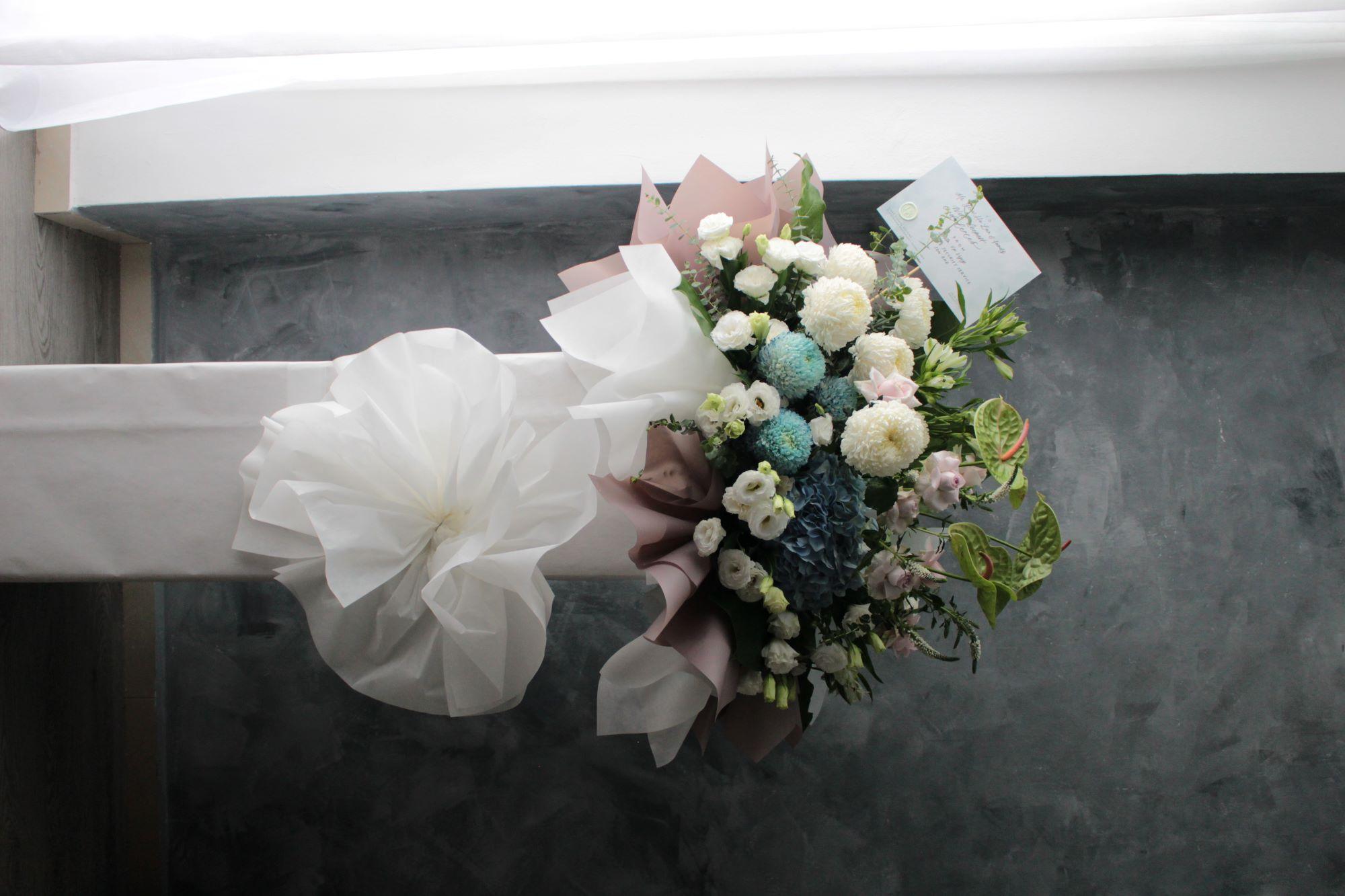 Bespoke flower bouquet, condolence flowers, florist seremban 2