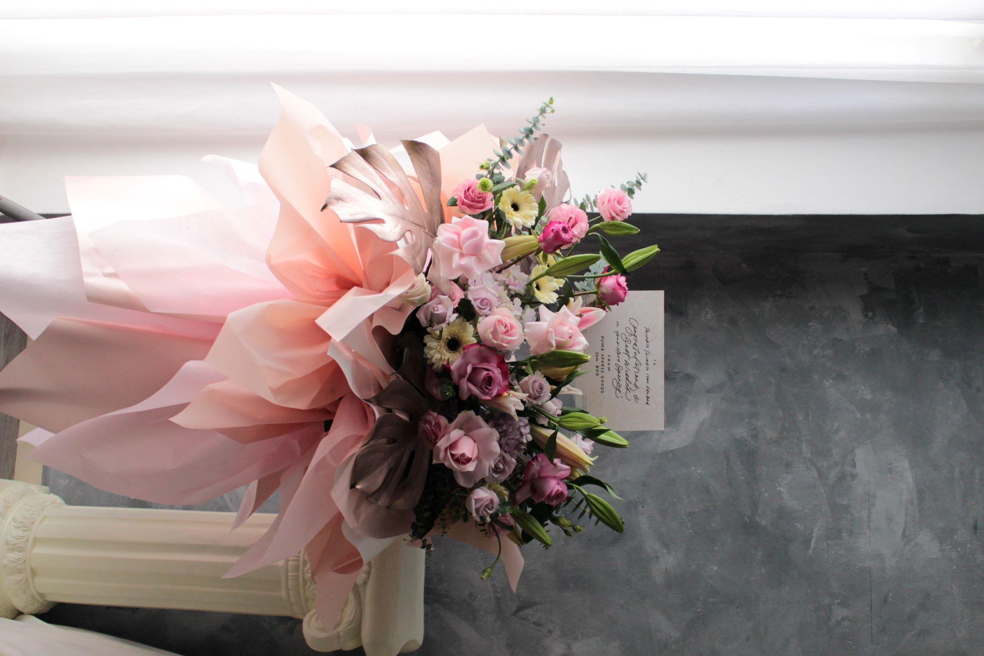 Bespoke flower bouquet, grand opening flower, florist seremban 2
