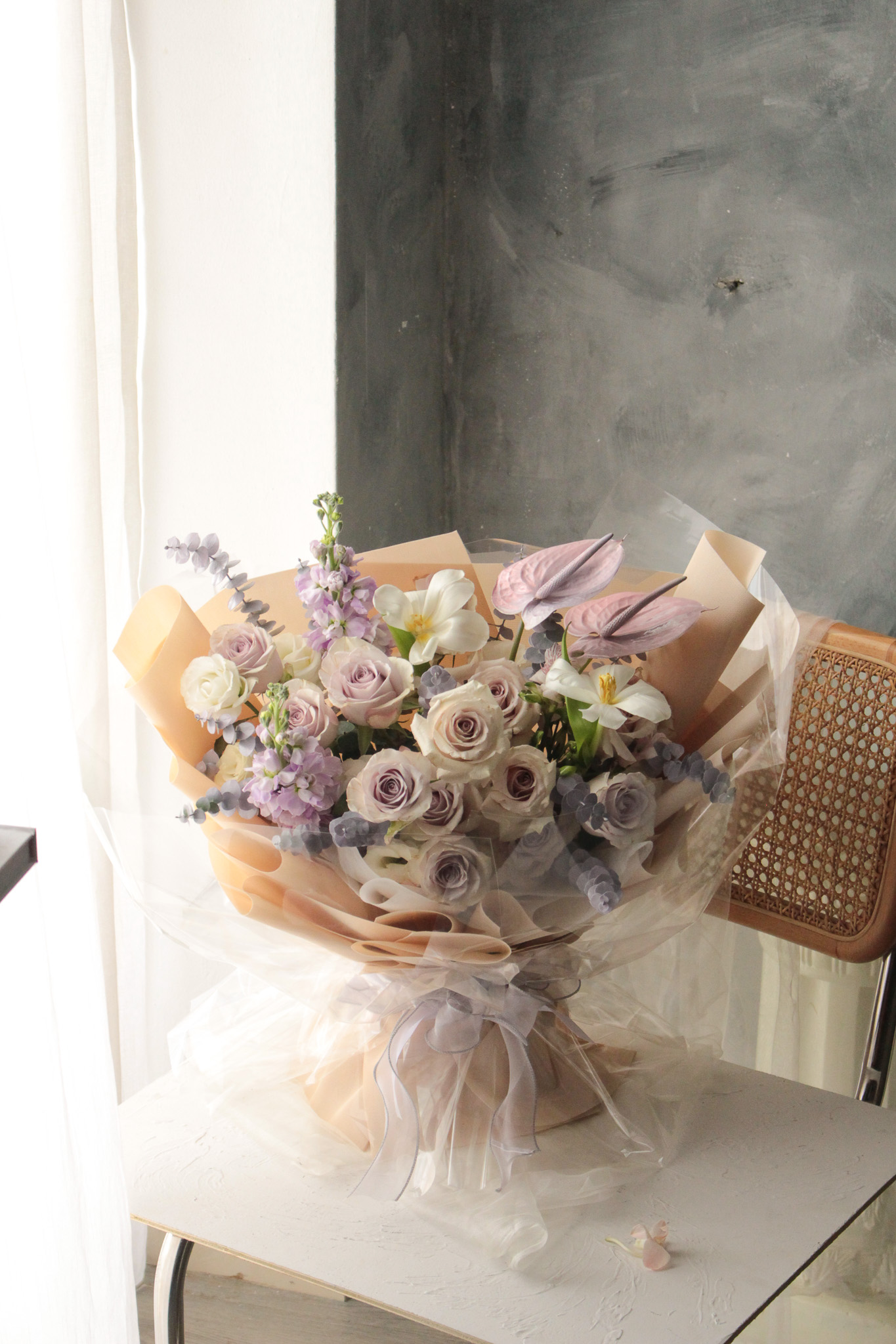 Bespoke flower bouquet, purple bouquet, florist seremban 2